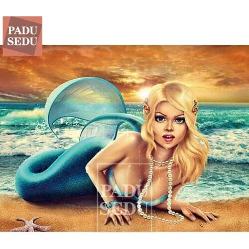 3d DIY Mermaid Diamond Painting Full Square Round Fantasy Beauty Diamond Mosaic Embroidery Cross Stitch Needlework Decor Bedroom