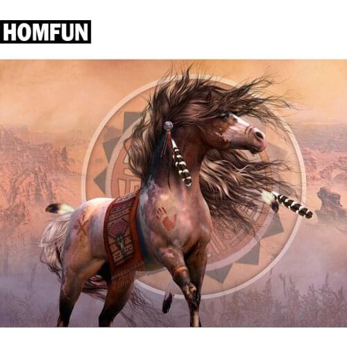 HOMFUN Full Square/Round Drill 5D DIY Diamond Painting "Horse feathers" Embroidery Cross Stitch 5D Home Decor Gift