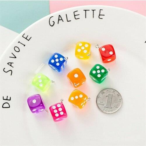 Charms Miniature Resin Pendant Dice 10Pc Figurines Transparent DIY 14mm