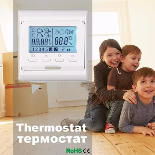 Free shipping 230V 16A Weekly Programmable LCD room thermostat for floor heating white Temperature Switch