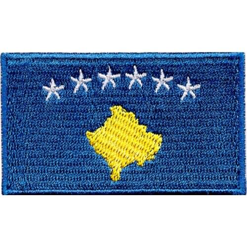 Free shipping Kosovo national flag Embroidered Iron On Badges Army Shoulder Patches Design Embroidery DIY Coat Shoes Accessories