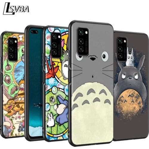 Cute Totoro Anime Studio Ghibli Black Cover For Huawei P40 P30 P20 P10 P9 P8 Lite E 5G 2017 2019 Pro Plus Phone Case