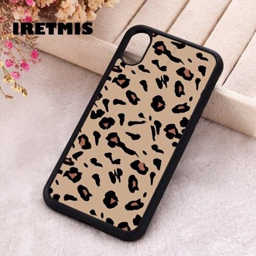 Iretmis 5 5S SE 2020 Phone Cover Case for iPhone 6 6S 7 8 Plus X Xs XR 11 12 Mini Pro Max Rubber Silicone Leopard Skin