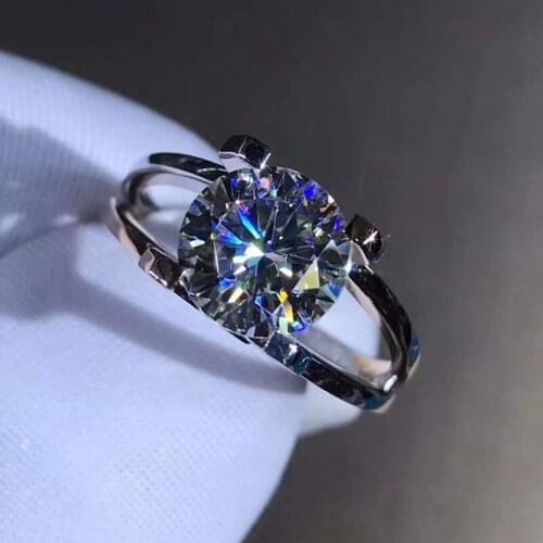 Pure 18K White Gold Ring Moissanite Jewelry Special design 4 claws Style Moissanite Ring Wedding Anniversary Ring