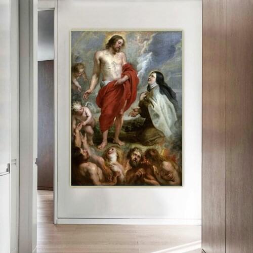 Citon Peter Paul Rubens《Santa Teresa De Jesus》Canvas Oil Painting Artwork Poster Picture Wall Hanging Decorations Home Decor