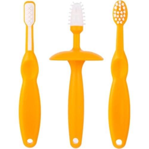 3 piece set of childrens soft silicone training toothbrush baby childrens dental oral care toothbrush tool baby childrens too