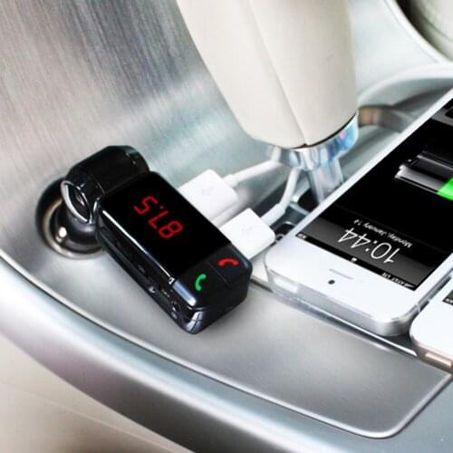 BC06B FM Transmitter Dual USB Charger for Car Wireless Hands Free Call MP3 Player Adjustable FM Radio Adapter with AUX