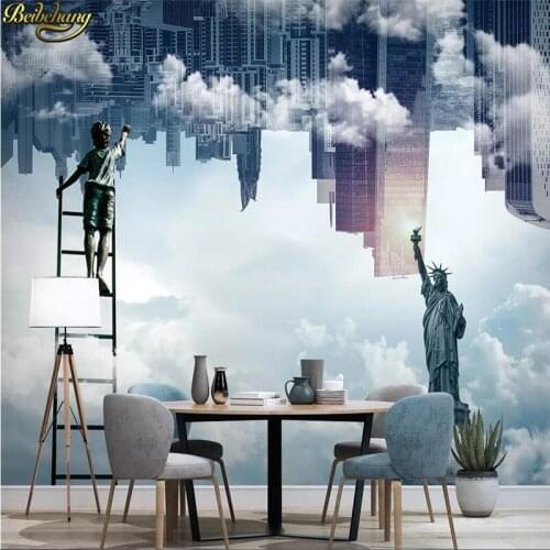 Beibehang Custom photo wallpaper mural modern minimalist creative city cloud freedom statue TV sofa background papel de parede