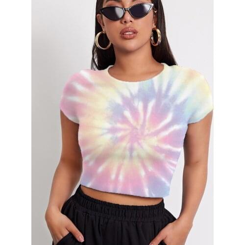 3d Tshirt Tie Dye T shirt Women Dizziness T-shirts 3d Colorful Tshirt Printed Art Shirt Print Short Sleeve T shirts Printed Slim