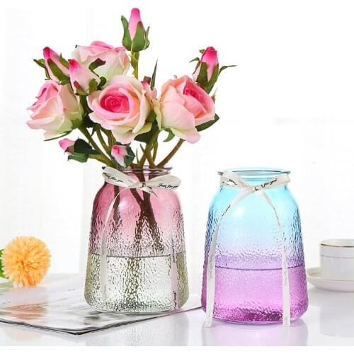 Classic Multicolor Glass Vases Flower Basket Bottles Decoration Home Nordic Dried Transparent Pastoral Tabletop Small Bottles