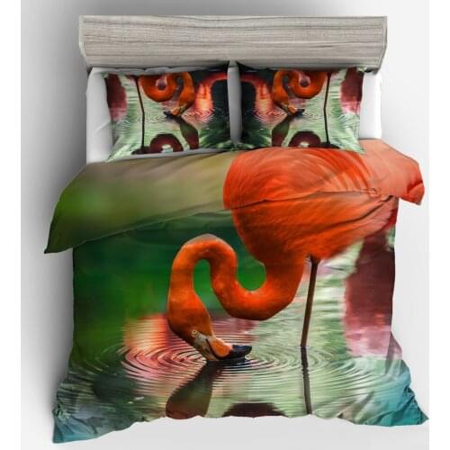 Pink Flamingo 3D bedding sets,flamingo birds in Lake Printed Decorative 2/3pcs bedspreads animal Bedclothes,Kids Duvet Cover Set