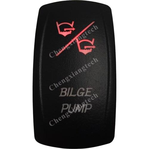 Boat Car Yatch BILGE PUMP Rocker Switch On Off On 7 Pins DPDT Toggle Switch Red Led Push Switch 12v 24v, Waterproof