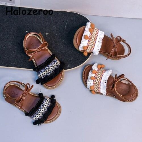 Summer Kids Princess Sandals Children Brand Sweet Shoes Baby Girls Beach Sandals Black Dress Shoes Fashion Rome Sandals New 2021