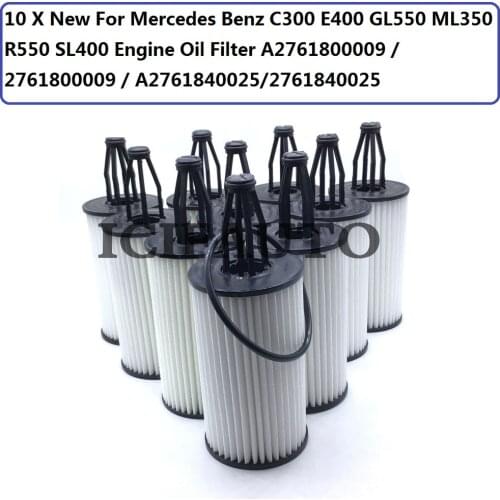 10 * For Mercedes Benz C300 E400 GL550 ML350 R550 SL400 Engine Oil Filter A2761800009 / 2761800009 / A2761840025 / 2761840025