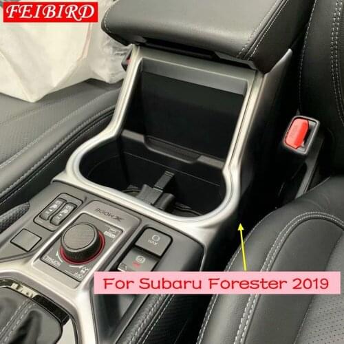 For Subaru Forester 2019 ABS MATTE CARBON FIBER Front Central Water Cup Holder Decoration Frame Cover Trim