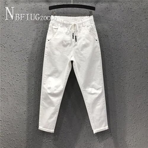 2020 Spring Summer New Hongkong Style Hipster Women Denim Pants Slim Ankle Length Casual Harem Trousers