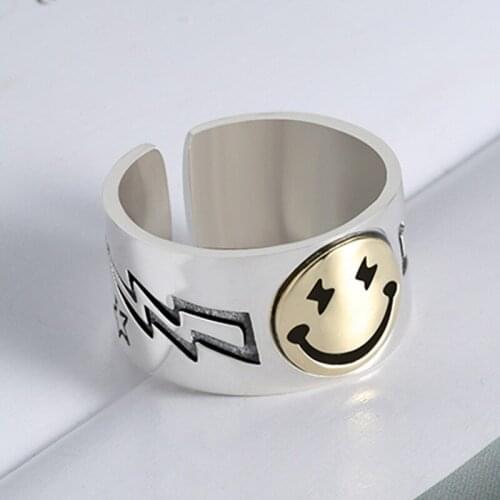 New Trendy Charm Smile Face Rings For Women Men Boho Knuckle Party Rings Punk Cocktail Jewelry Girls Gift anillos bijoux