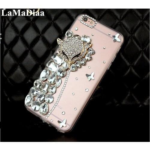 LaMaDiaa Luxury Fox Diamond Rhinestone Case Bling Phone Cover Coque For Xiaomi Redmi5 6 4X 4A 5A 6A 8A Note 4 5 6 7 8 Note 4X 5A