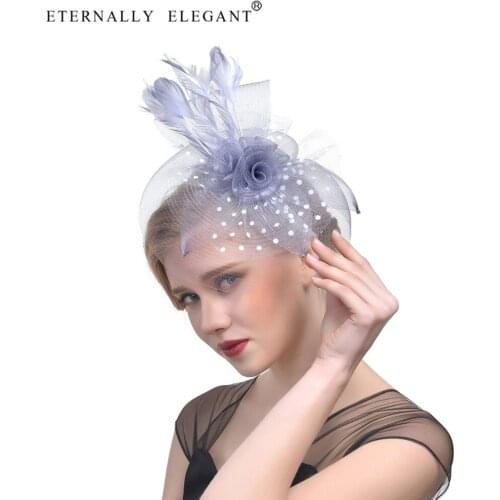 Bowler Net Yarn Headwear Feather Hat Bridal hair accessories Classic Ladies