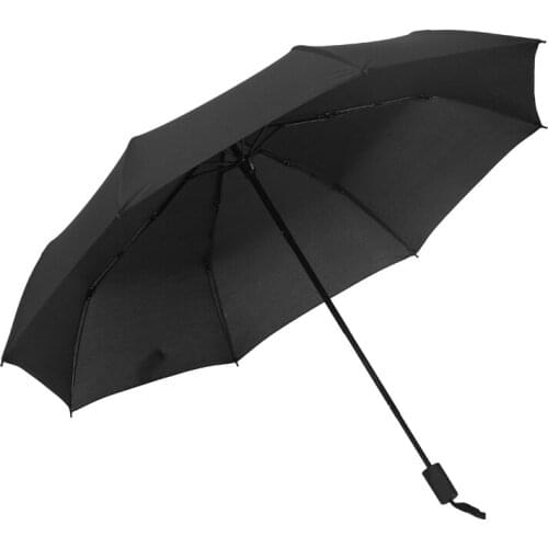 Three Folding Black Umbrella Windproof Large Men Sunshade Umbrellas Simple Lightweight Paraguas Mujer Daily Necessities EF50UB