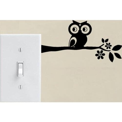 Owl Tree Branch Flower Removable Vinyl Wall Decal Switch Sticker Decorative Kid Bedroom 3SS0208
