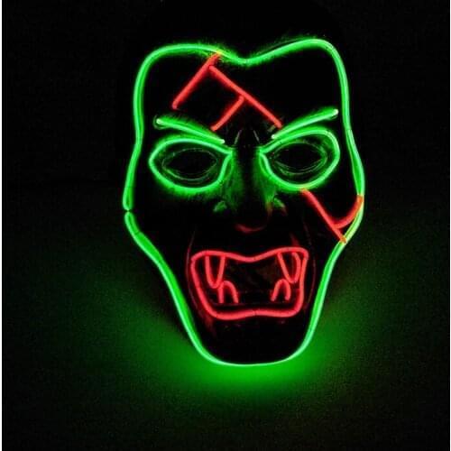 Creepy Vampire Glowing Mask Cosplay Count Dracula EL Wire Mask For Halloween Party Supplies