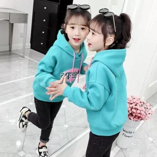 Children Plus Velvet Warm Clothes Girls Autumn Winter Long Sleeves Loose Sweatshirts Baby Kids Outfits 4 5 7 8 9 10 12 13 Years