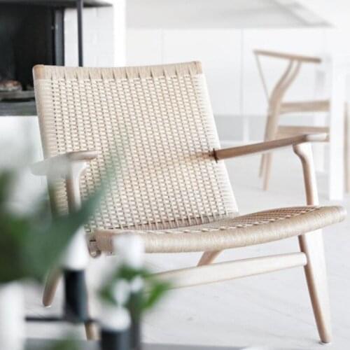 TT Rattan Woven Single-Seat Sofa Chair Living Room Leisure Chair Balcony Rope Woven Nordic Lazy Tengshi Wooden Chair Ins