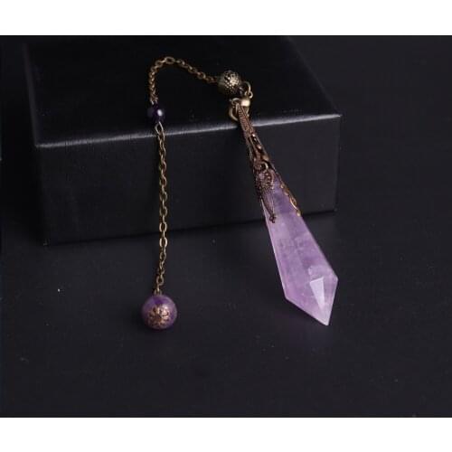 1PCS High Quality Natural Amethysts Pendulum for Dowsing Natural Stone Pendant Healing Crystal Pendule 7 Chakra Crystal Pendants
