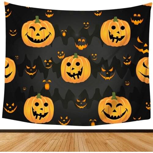 Western Halloween Demon Pumpkin Tapestry Wall Carpet Background Cloth Witch Castle Festive arrangements Home decoration