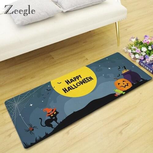 Zeegle Halloween Decor Cartoon Doormat Pumpkin Carpet Bathroom Water Absorption Non-slip Rug Foot Pad Carpet
