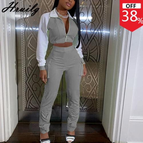 New Arrival Track Suit Women Long Sleeve Tops Zipper Pockets Woman Pants Women Tracksuit Color Matching Causal Clothing Women