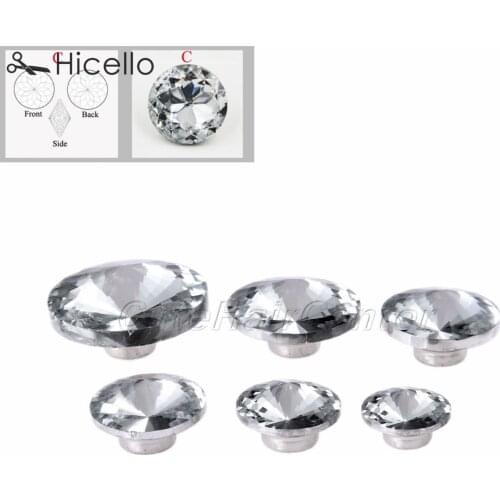 10sets Crystal Buckles Diamond Nails Glass Buttons Decorative Upholstery Knot 16mm/18mm/20mm/22mm/25mm/30mm Decoration Hicello