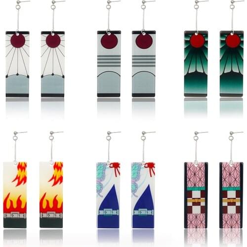 36 styles Demon Slayer Acrylic Earrings Anime Jewelry Drop Earring Cartoon Ear Clip