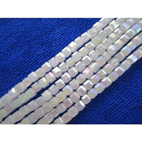 5mm White Glass Crystal Faceted Square loose beads 17" ,we provide mixed wholesale for all items ,please contact us