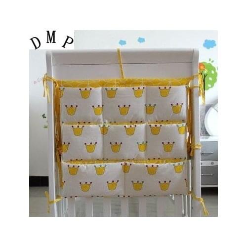 Promotion! Cartoon 62*52cm Baby Bed Hanging Storage Bag Cotton Crib Organizer Toy Diaper Pocket for Crib Bedding Set