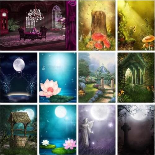 Full Diamond DIY Diamond Painting Night Scenery Cross Stitch Kit Gothic Style Moon Landscape Mosaic Rhinestone Embroidery Decor