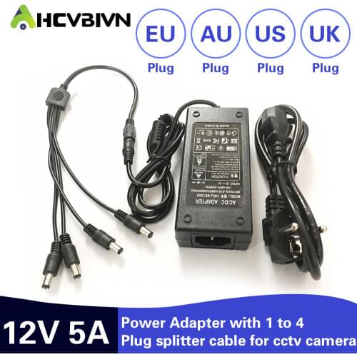 AHCBIVN 12V 5A 4 Port CCTV Camera AC Adapter Power Supply Box For The CCTV Camera