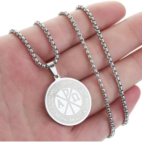 CHENGXUN Chi Rho and Constantine Cross Amulets Necklace Women Men, Constantine cross Charm, Chi Rho Cross Talisman Jewelry Gift