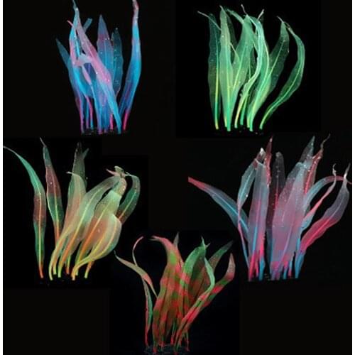 Decorative Soft Seaweed Artificial Silicone Kelp Ornament Glowing Effect Fish Tank Aquarium Landscaping Decor