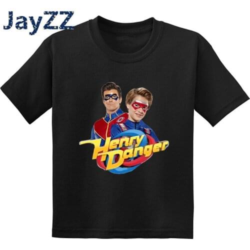 Kids Henry Danger Cartoon Funny T Shirt Fashion Children Clothes Baby Girls & Boys Summer Short Sleeve Black T-Shirt,GKT2308