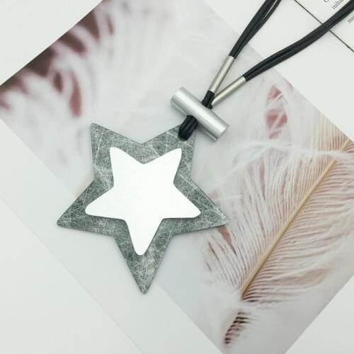 Big Size Double Star Long Necklace Women Wedding Jewelry Aluminum Sheet Pendant Multilayer Rope Chain Mrs win