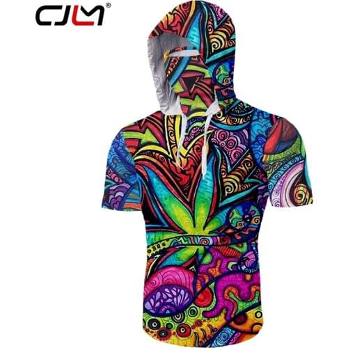 CJLM T-Shirt Men 3d Printed Colorful Trippy Summer Mask Fashion Clothes Hip Hop Printed Painting Oversized T Shirt Wholesale 5XL