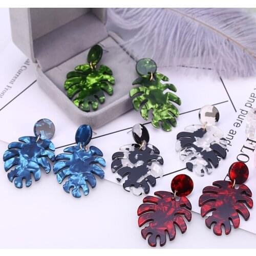 HOCOLE Fashion Acrylic Drop Earrings For Women Leopard Print Leaf Geometric Dangle Earring Acetate Brincos 2019 Jewelry Female