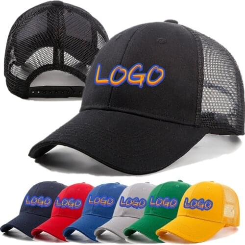 Custom Logo Solid Color Breathable Mesh Caps For Men Cotton Adjustable Snapback Cap Dad Hats For Women Outdoor Sport Sun Hat