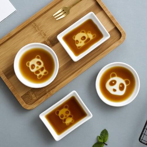 MUZITY Ceramic Sauce Dish Porcelain Panda Design Soy Sauce Dish Embossed Seasoning Small Dish
