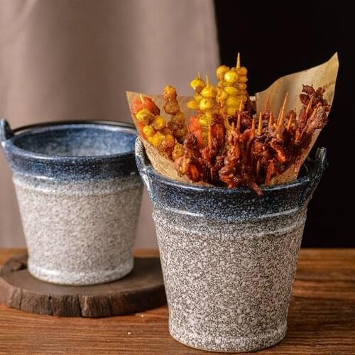 Japanese Style Ceramic Popcorn Bucket Mini Snack Bucket Icing Bucket French Fries Tin Pails Ice Bucket Birthday Party Favors