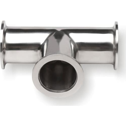 KF-10/16/25/40/50 Vacuum Tri Clamp Tee 3 Ways SUS304 Stainless Sanitary Pipe Fitting Beer Brewing Diary Product