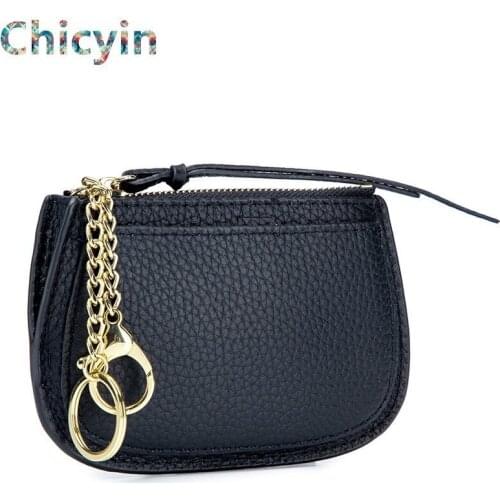 Rfid Womens Zipper Change Wallet Genuine Leather Small Change Wallet Purse Female Short Wallets With Card Holders Woman Purse