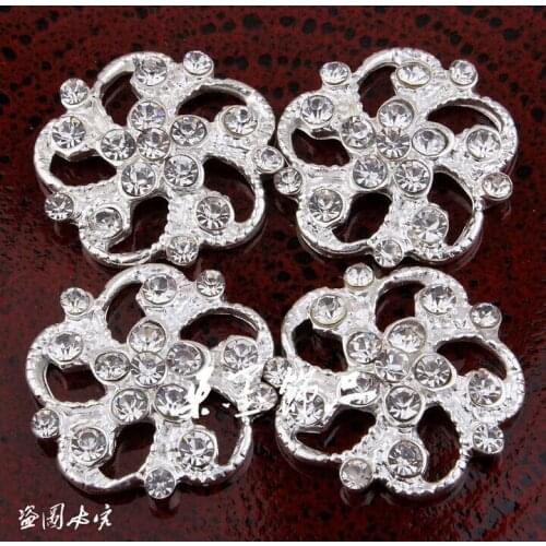 Hot Wholesale 30pcs/lot 19MM Bling Metal Crystal For Bridal Bouquet Clear Alloy Rhinestone Flatback Button